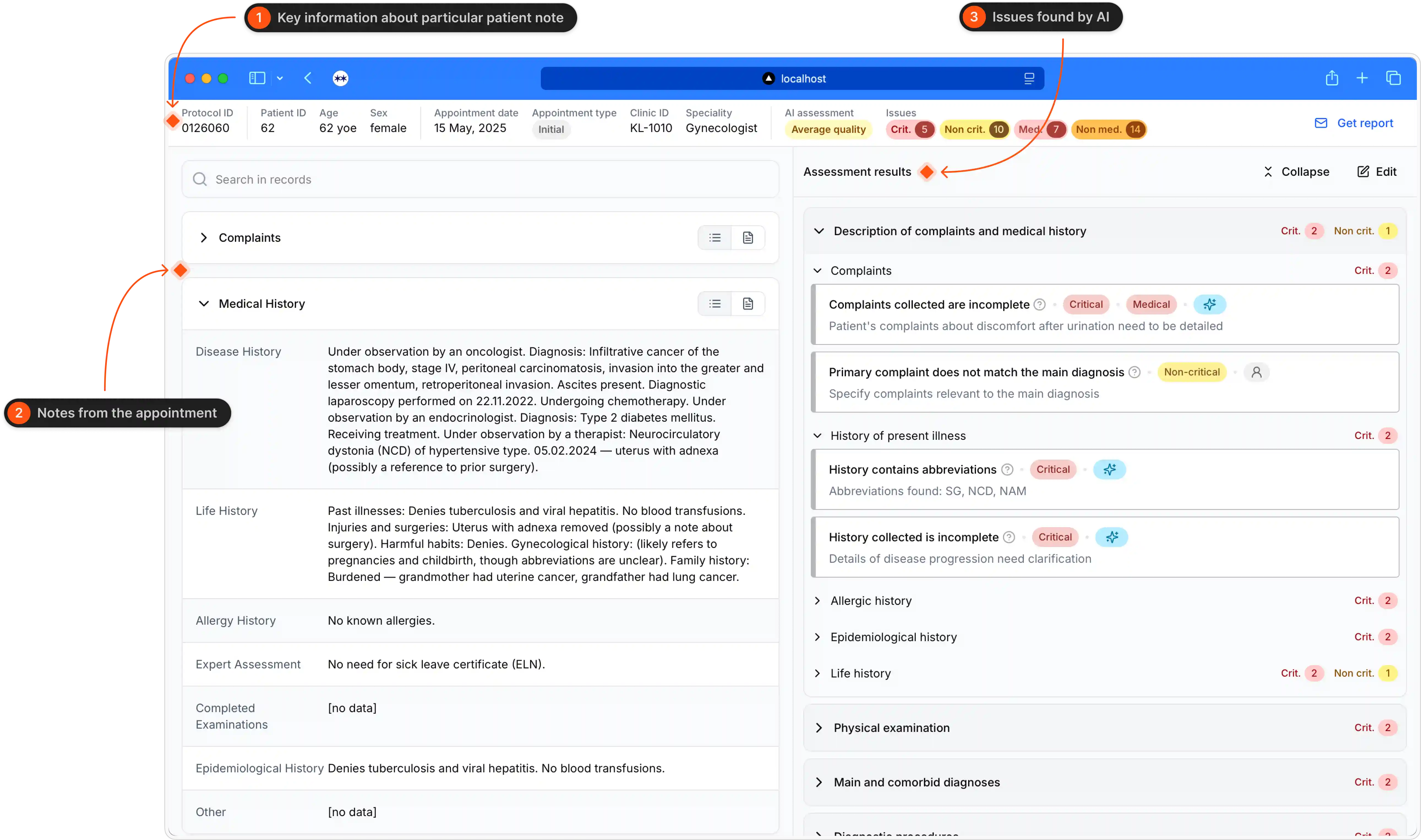 Structure of the protocol page